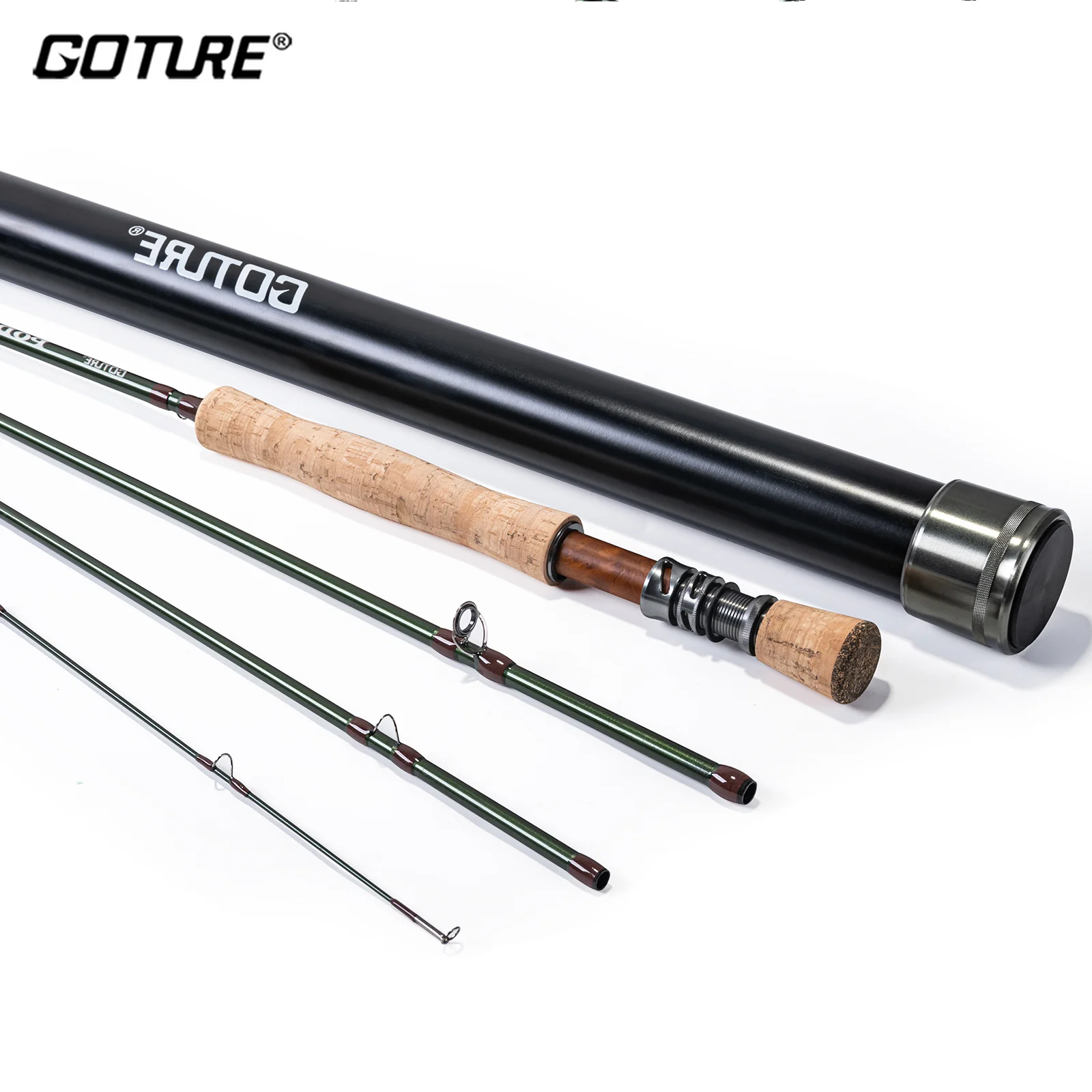 

Goture #4 #5 #7 #8 4 Sections Portable Travel Fly Pole 2.7m Carbon Fiber Super Light Fly Fishing Rod With Carbon Case 9FT