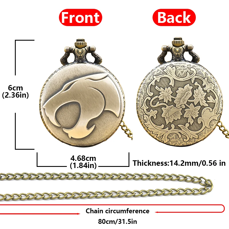 Vintage Bronze Steampunk Leopard Head Quartz Pocket Watch Necklace Pendant Clock Chain Men Women Chain Gift