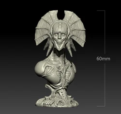 60mm Resin Model Kits Skeleton Death Devil Sculpture Bust Unpainted No Color RW-655