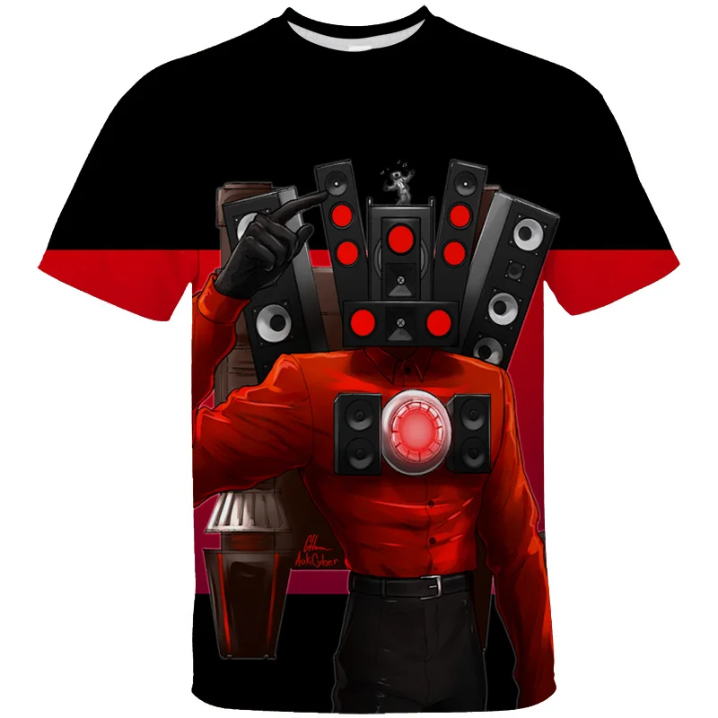 Camiseta con estampado de inodoro Skibidi divertido en 3D, camisetas gráficas con cámara de dibujos animados para hombres y niños, ropa de calle de moda para niños, camiseta de manga corta