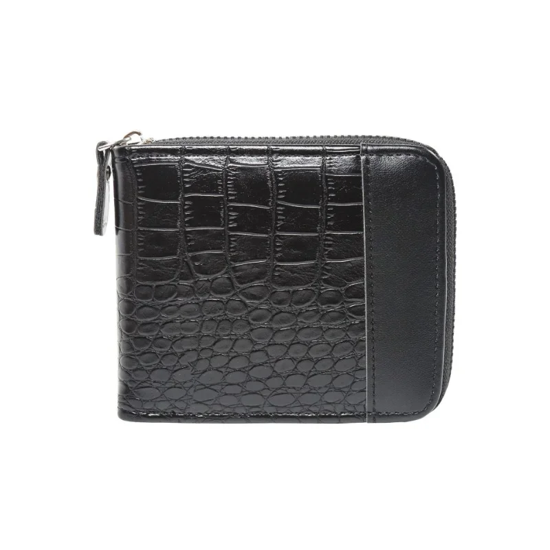 Multi-functional Men's Short Spliced Alligator Cross Three-fold Chain Purse