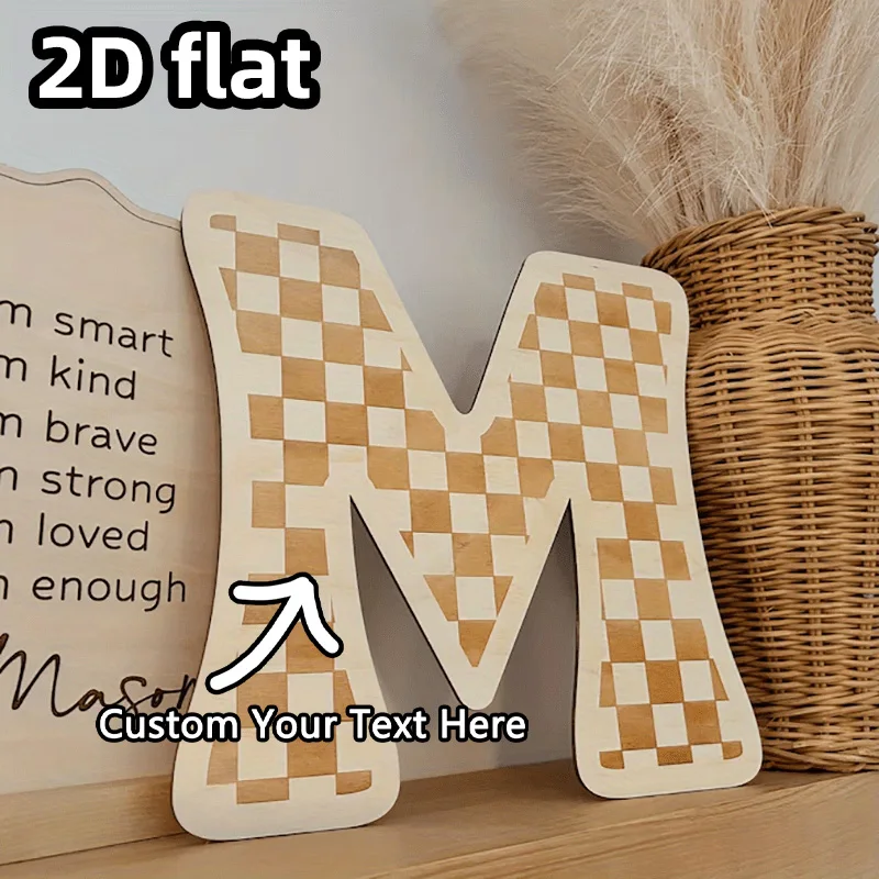 Customized letter name sign - Elegant cursive style - Eco-friendly wood trim - Suitable for boys' and girls' rooms