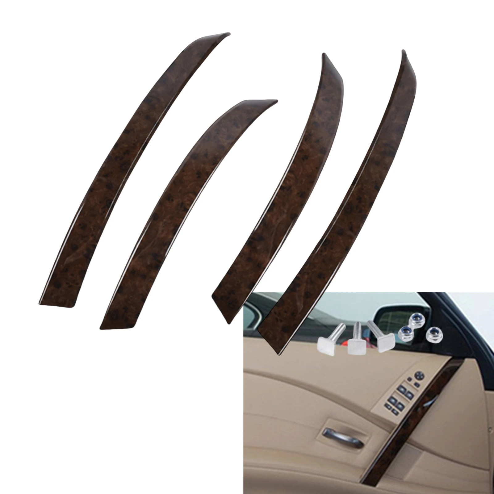 4PCS Car Inner Side Door Handle Pull Trim Cover For BMW E60 E61