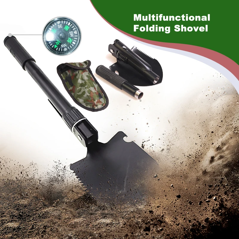 1Pc Multifunctional Mini Folding Shovel, Telescopic Military Spade, Camping Snow Scraper, Portable Garden Survival Digging Tool