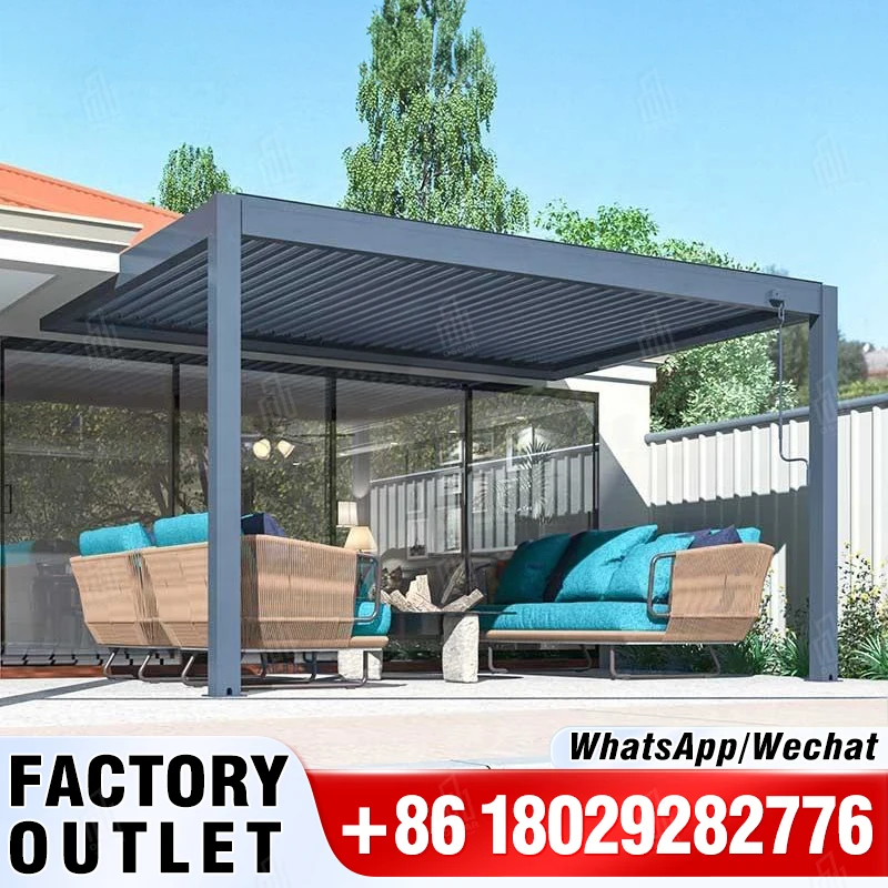 

Hot Sale Modern Design Aluminium Pergola Bioclimatic Motorized Aluminium Louvered Pergola