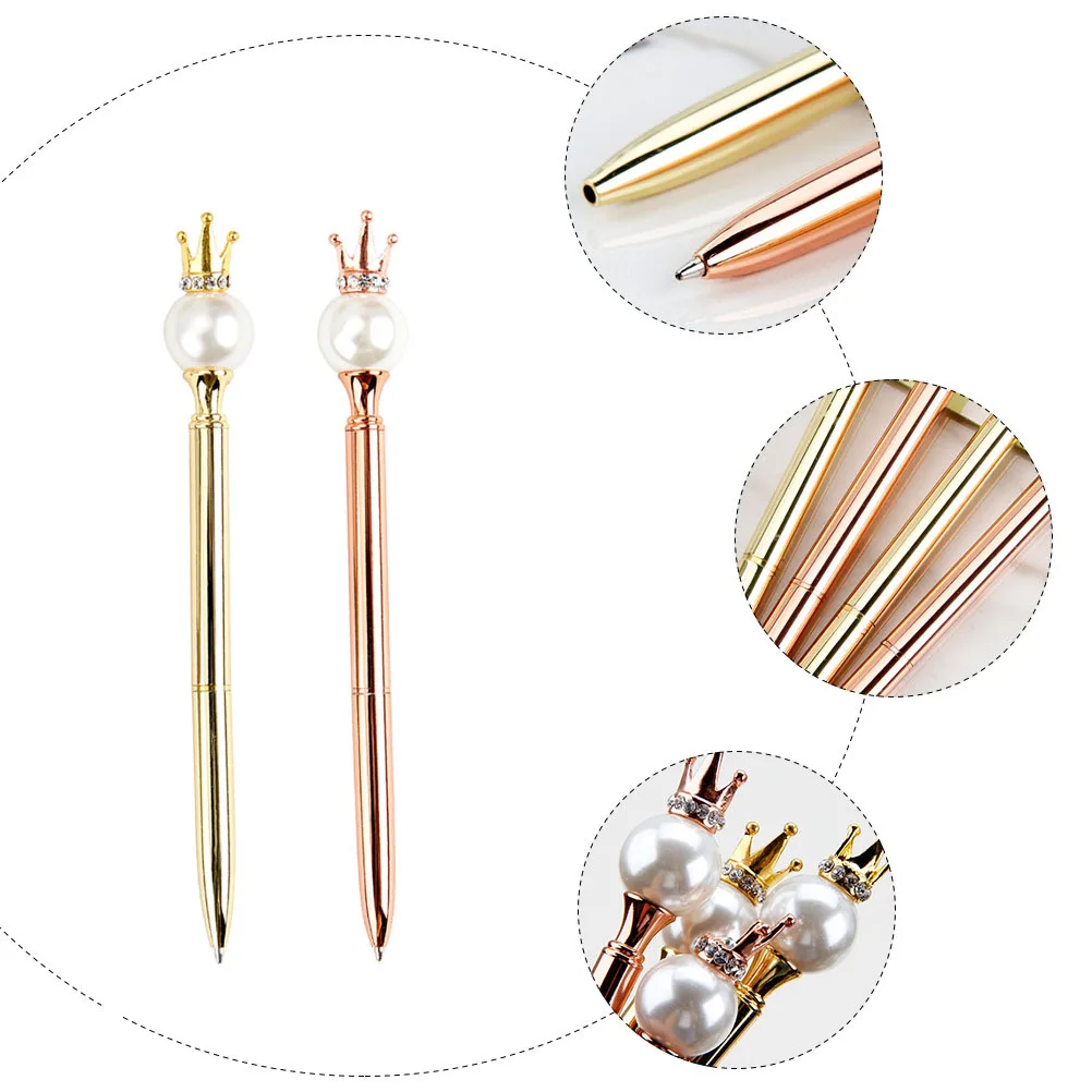 

2 шт. металлические вращающиеся шариковые ручки, креативная ручка в форме короны, гладкое письмо, гелевая ручка для бизнеса и офиса, для повседневного использования