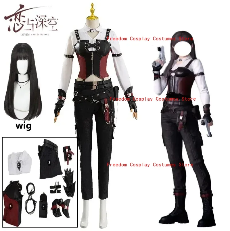 

Game Love and Deepspace Heroine Zayne Xavier Rafayel Cosplay Costume wig Full Set Outfits Miss Hunter Cosplay Costumes Uniform