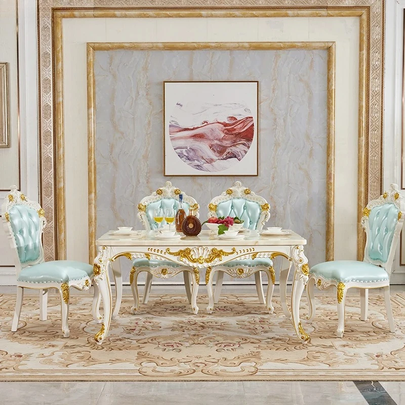 marble dining table and chairs group carved dining table villa small apartment restaurant rectangular