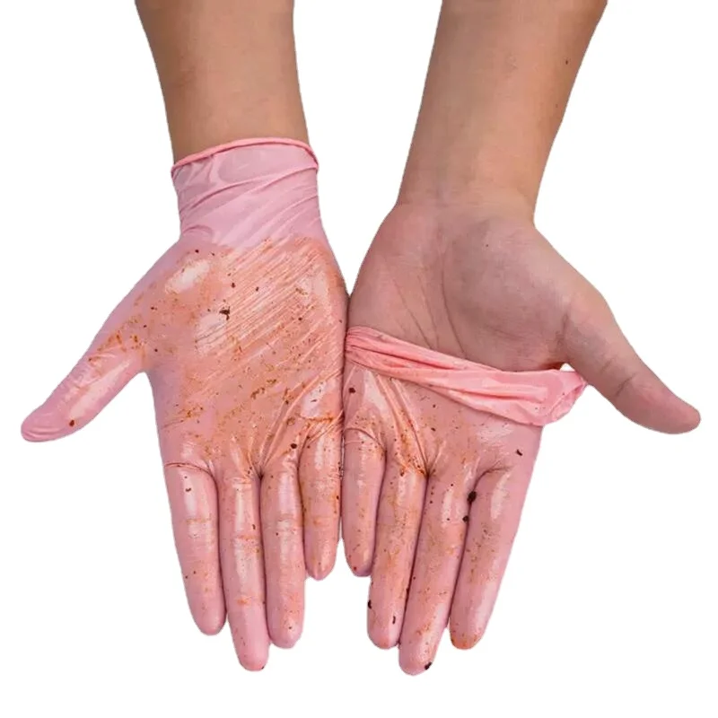 50PCS Pink Nitrile Gloves Disposable Powder Free Household Cleaning Gloves for Kitchen Gardening Working Dishwashing Industrial