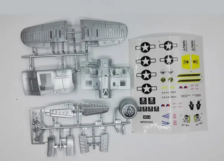 6pcs 1:48 4D Assemble Airplane World War II the British Spitfire Volley Fighter 1/48 Military Aircraft Model Simulation Toy
