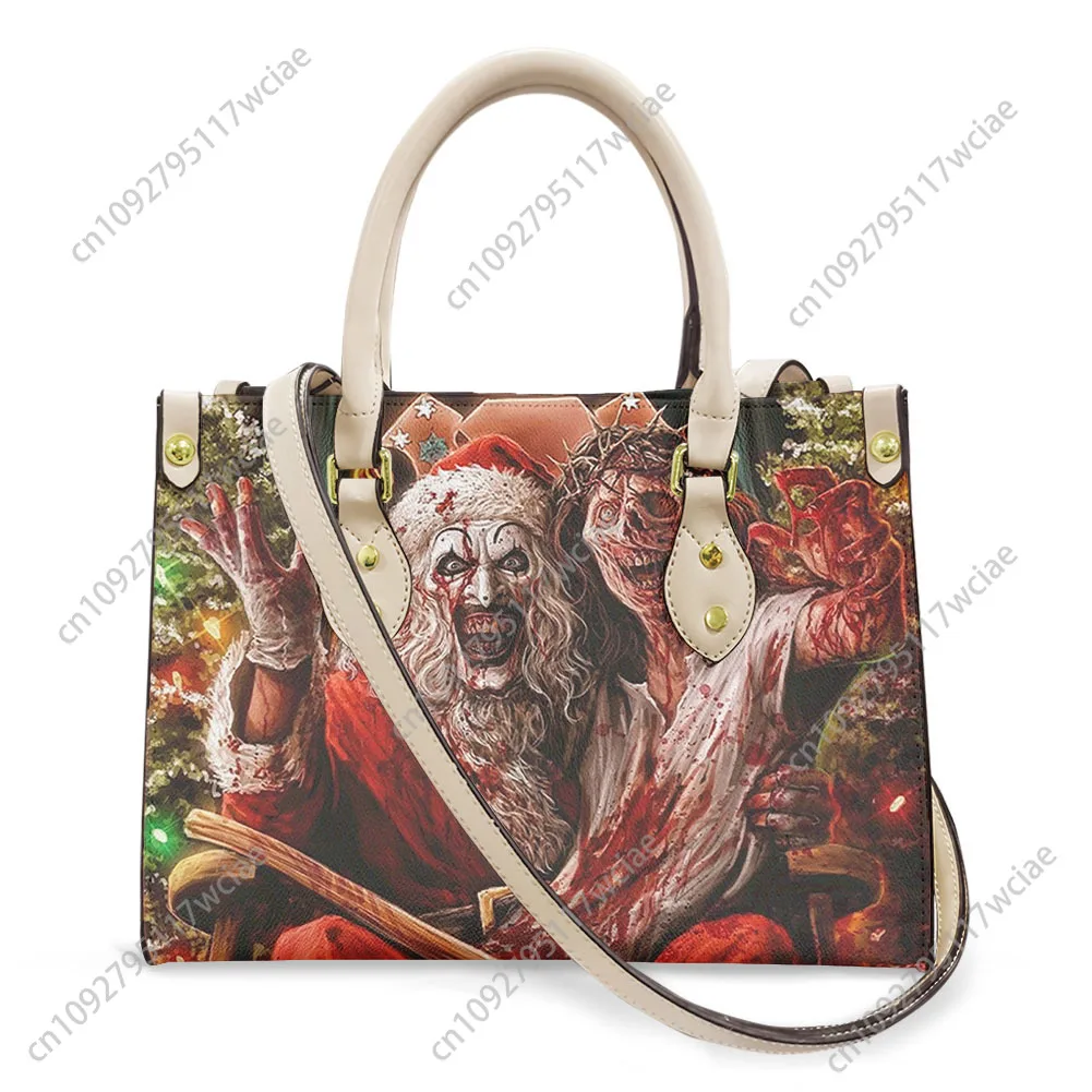 

Terrifier Clown halloween Tote Bag Purse Womens Mens Personalized Text Image PU Leather Handbag Business Shopping Gift Bags
