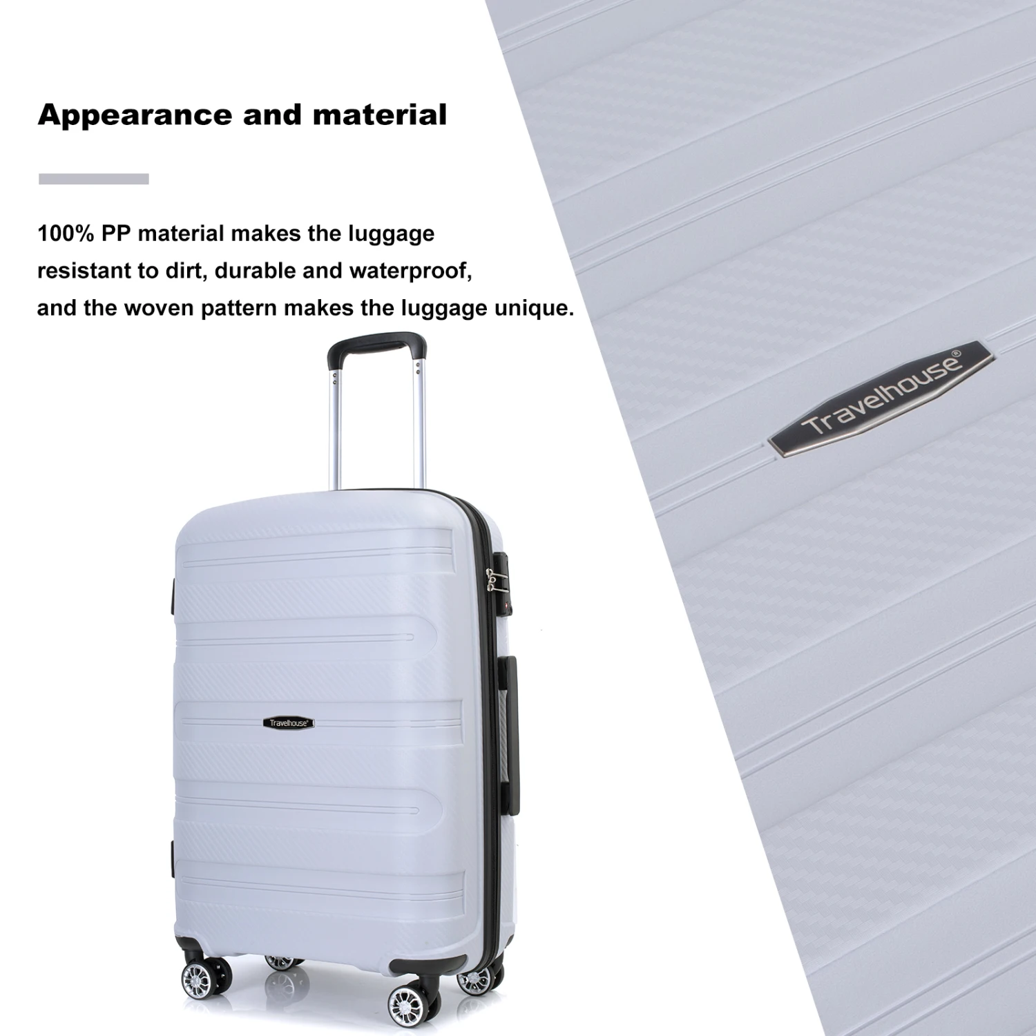 

Hardshell Suitcase Spinner Wheels PP Luggage Sets Lightweight Durable Suitcase with TSA Lock,3-Piece Set (20/24/28) ,Silver