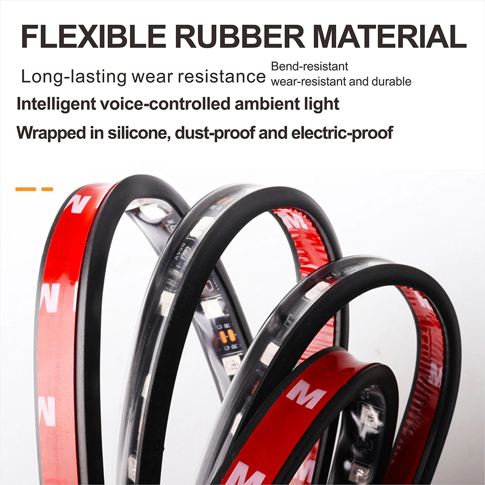 RGB Car Foot Ambient Light Strip 48LED USB App & Remote Music Sync Control Auto Interior Decor