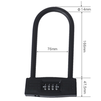 Coded Lock 4-Digit Combo Zinc Alloy U-Shaped Bike Lock Password Easy Use Motorcycle Scooter Anti Theft Padlock