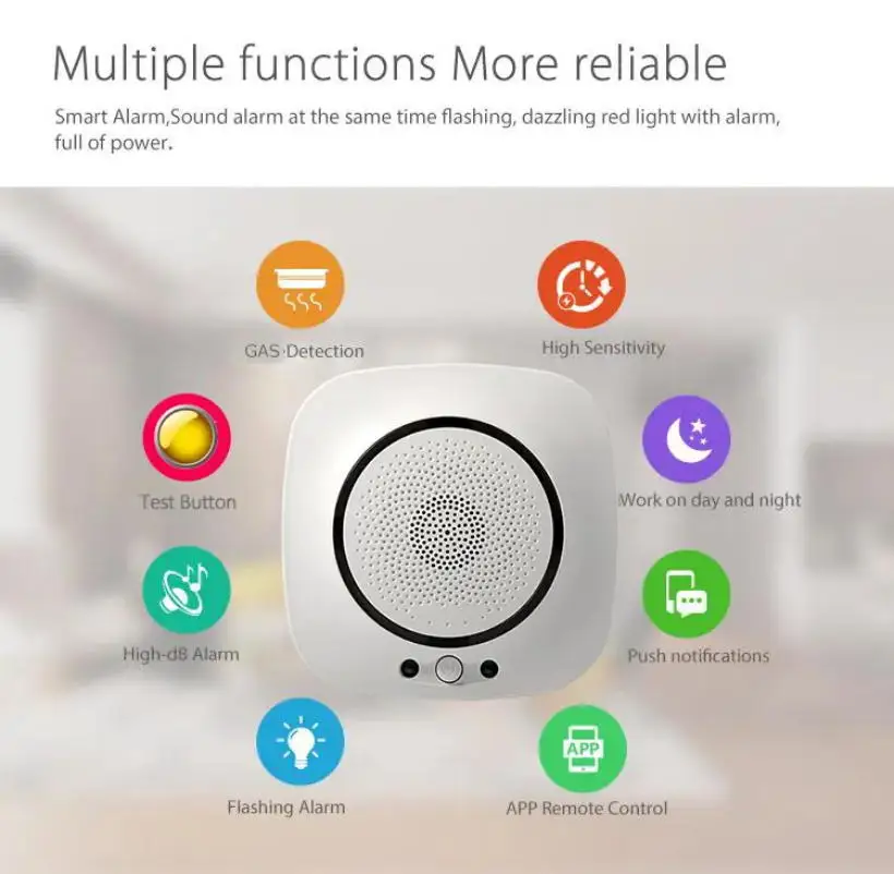 Smart Life Gas detektor Tuya Wireless Küche LPG Erdgas lecks ensor Smart life App Steuerung Arbeit mit Alexa Google Assistant – Detail 8