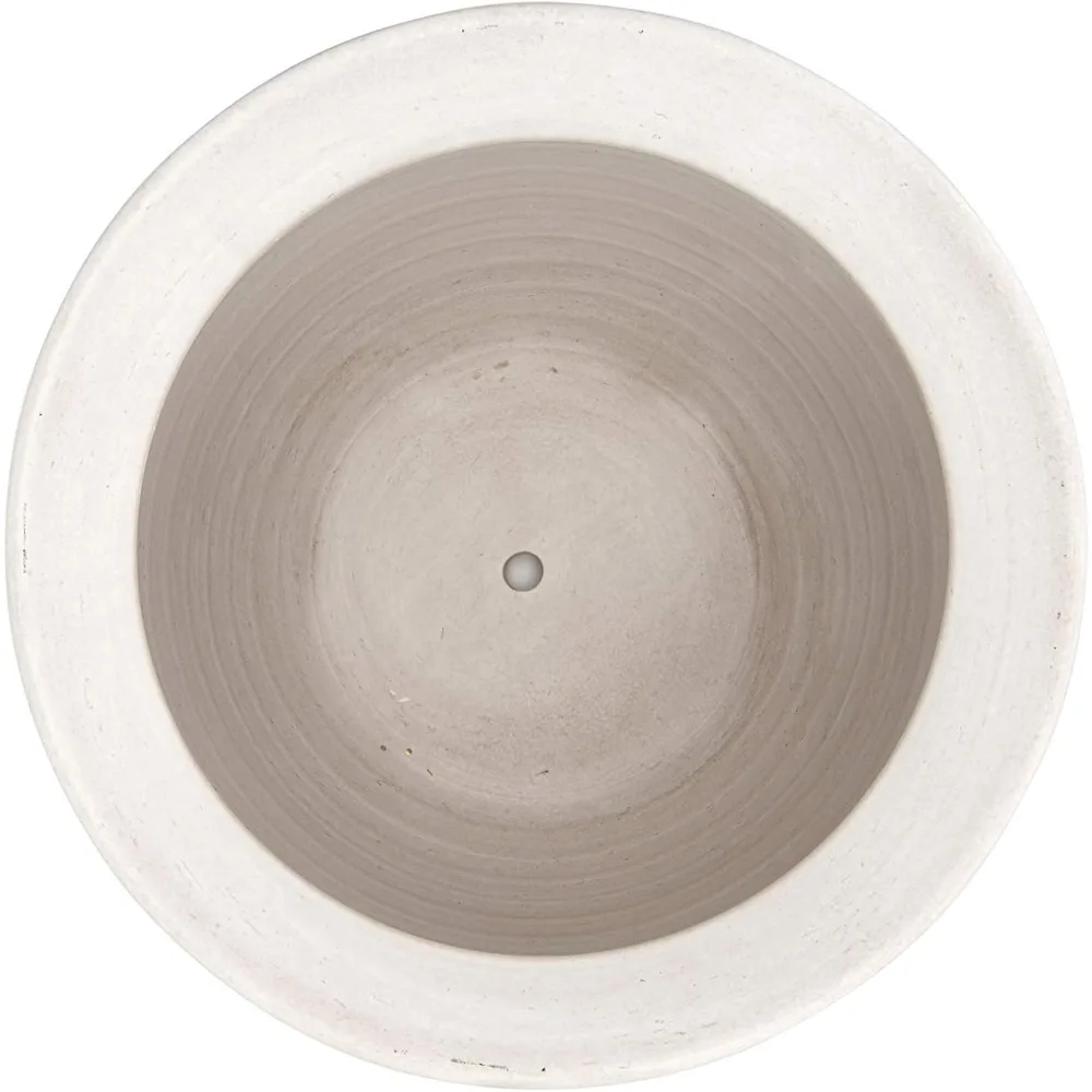 زارع أواني حجري كبير منقوش باللون الأبيض غير اللامع للنباتات الداخلية، قطر 12 بوصة