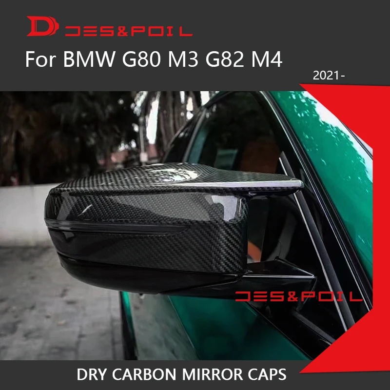 3K Dry Carbon Fiber Mirror Caps Cover For BMW M3 G80 M4 G82 Replacement Auto Racing 2021-2023 xDrive Competition Left Hand Drive