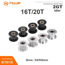 20Teeth 2GT Idler Pulley Bore 3/4/5/6mm With Bearing Belt Width 6/10/15mm Timing Pulley GT2 20T 3D Printer Synchronou Idler