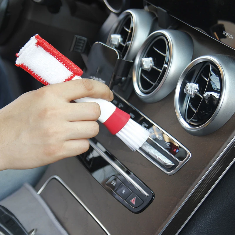 2 in 1 Car Conditioning Outlet Brush Double Head Durable Auto Air Vent Cleaning  Artifact Car Conditioner Crevice Special Brush