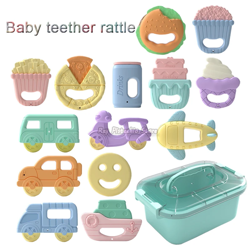 

Baby Rattle Early Educational Toys Can Be Boiled Chew Soft Teether Hand Bells Newborn Toddlers 0-36 Months Boys Girls Gifts Set