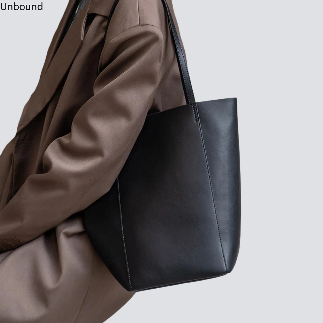 

Genuine Leather Womens Bucket Tote Bag Large Capacity Luxury Commuter Shoulder Bag Trendy Versatile Urban Fashion Handheld Purse