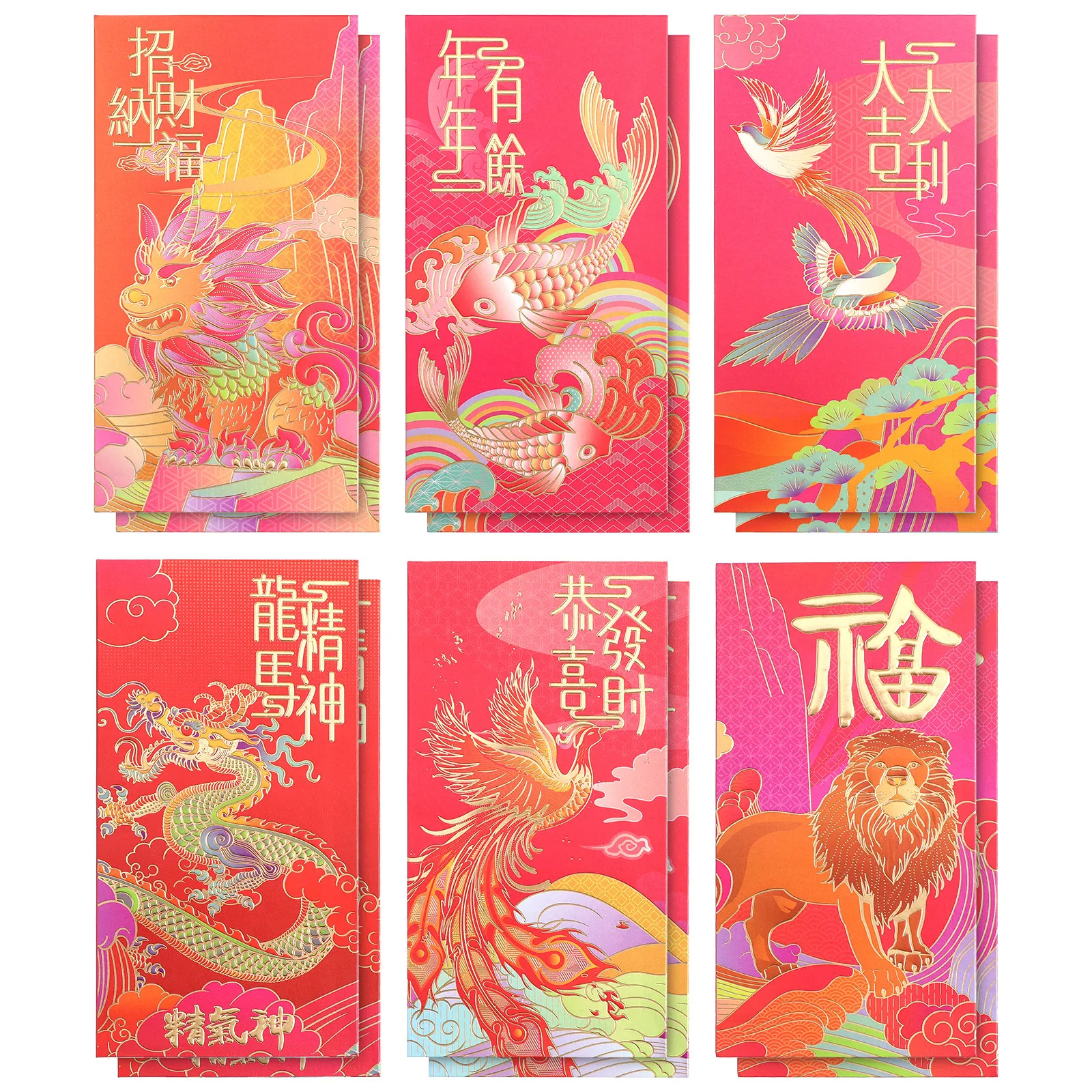 

12Pcs New Year Red Envelopes Creative Red Packets Paper Chinese Dragon Lunar Year Lucky Money Pockets Spring Festival Decor 2024