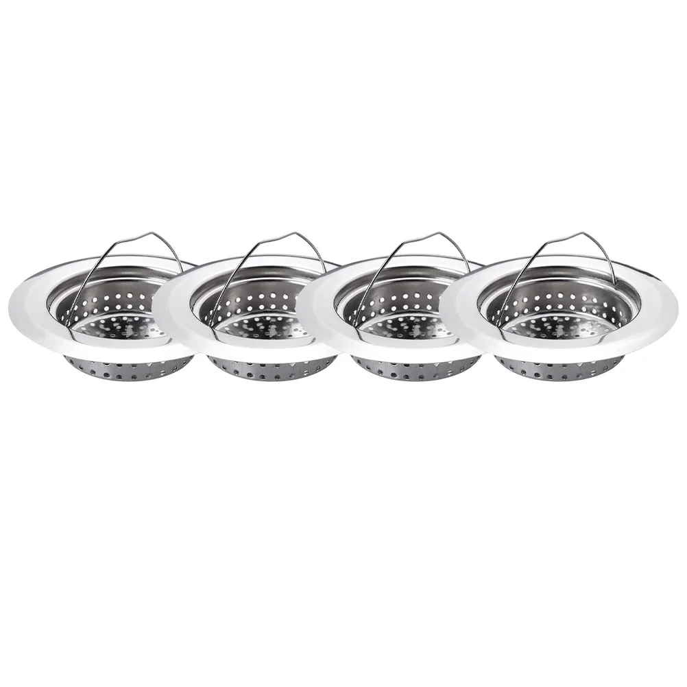 

4 Pcs Stainless Steel Floor Drain Filter 201 Anti-clogging Kitchen Sink Strainer Fine Mesh Wash Basin Home Hair