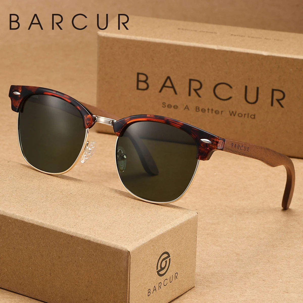 BARCUR Modische Halbrahmen-Sonnenbrille im Retro-Stil mit UV-Schutz, vielseitig einsetzbar für den täglichen Gebrauch, perfekt für Urlaubsgeschenke – Detail 6
