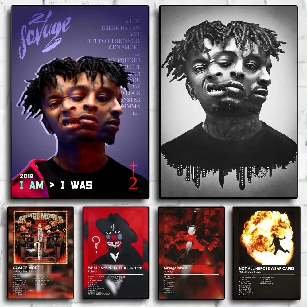 1PC Rapper 21 S-Savage Poster Wall Art Poster Print Decorative Artwork for Bedroom Living Room Office Home Decoration