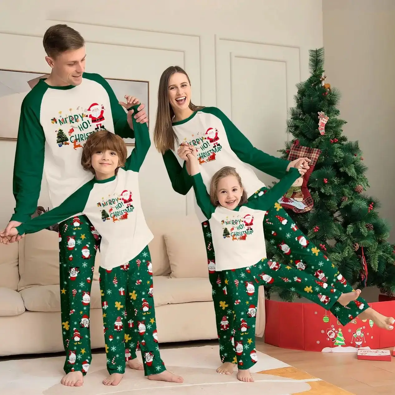 

Adult Kids Baby Matching Clothes Print Christmas Pajamas Set Long Sleeve Top Pants Xmas Sleepwear For Family Look Holiday Outfit