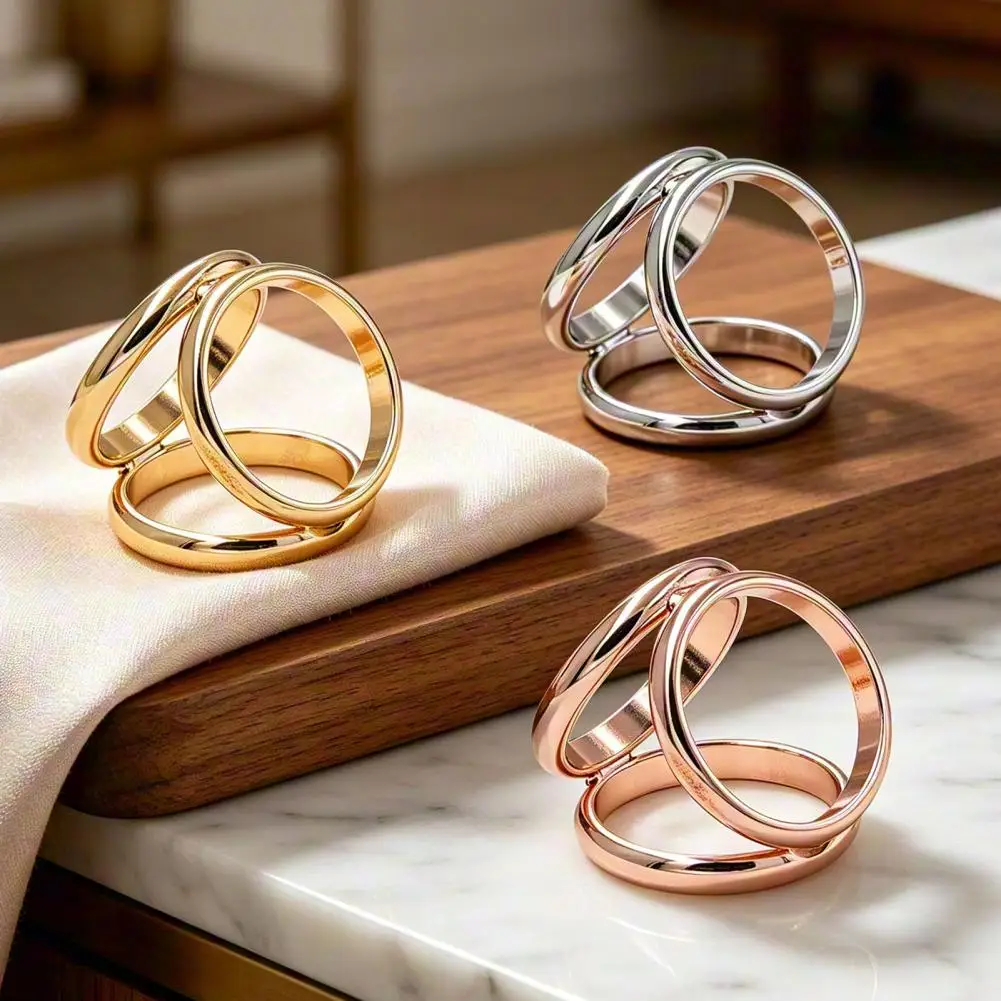 Versatile Scarf Buckle Smooth Opening Scarf Clip 3-ring Scarf Buckle Clip Elegant Geometric Silk Holder Versatile Shawl Wrap