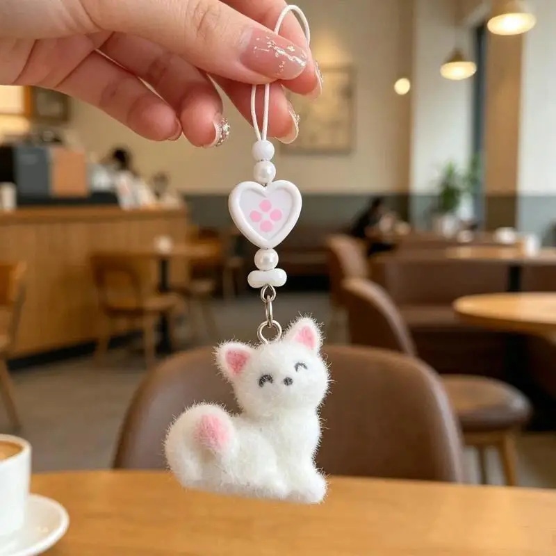 Soft Flocking Giraffe Fox Keychain Cute 3D Cartoon Design Portable Phone Pendant Headphone Charm for Student Gifts