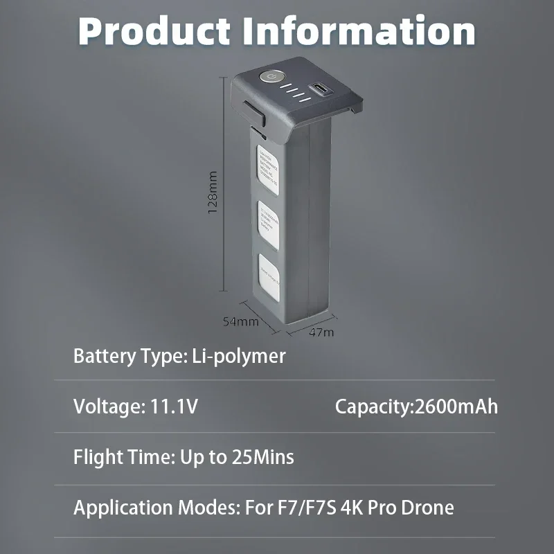 Replacement for DJI SJRC F7 F7S 4K Pro Drone Battery 11.1V Aircrafts RC Quadcopter Parts Accessory 2600mAh LiPo Cells