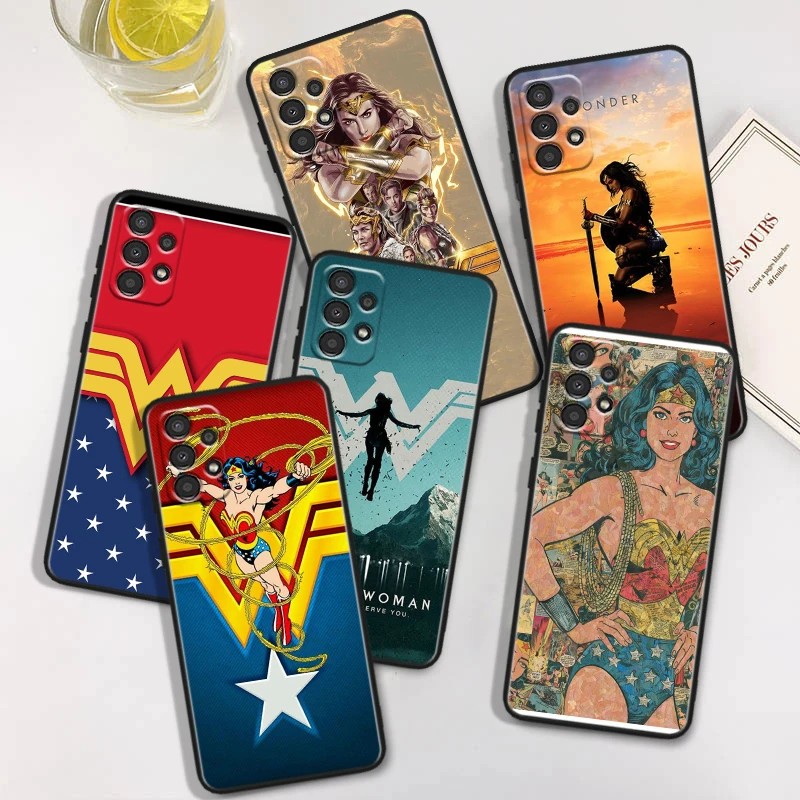 Wonder Woman Cute For Samsung A73 A72 A54 A53 A52S A34 A33 A32 A24 A23 A22 A14 A13 A03S A02S Black Soft Phone Case