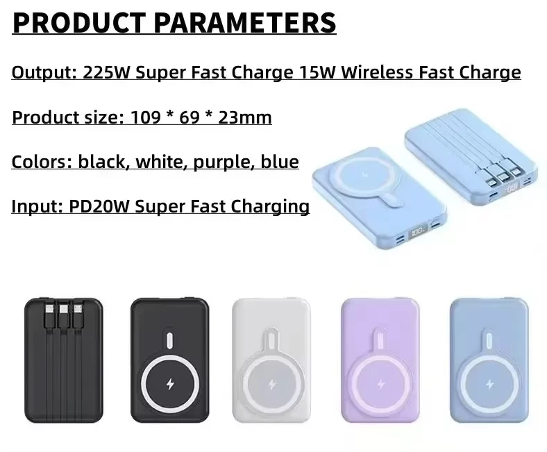 Ultima banca di alimentazione portatile magnetica da 50000 mAh per una ricarica wireless veloce, adatta per iPhone 16, Xiaomi, Huawei, Samsung