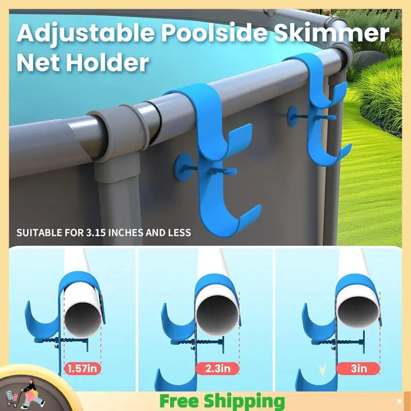 

X08A Above Ground Pool Pole Hanger, Adjustable Telescopic Pool Pole Hooks,Pool Brush Hanger Tool Holder,Pool Equipment Hooks