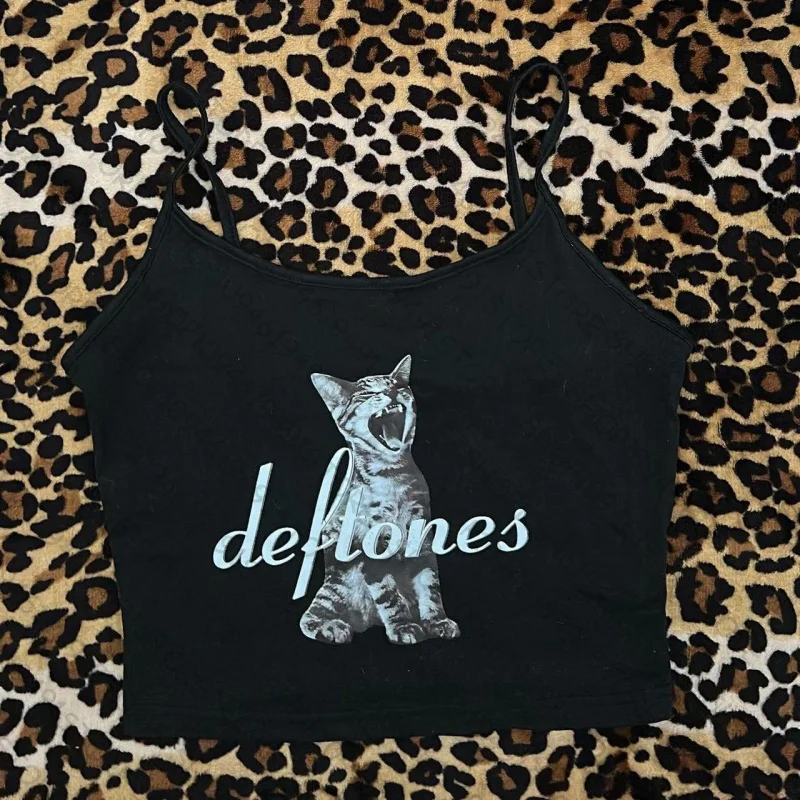Ropa de calle Y2k Tops Punk estampado gráficos camisola Top Grunge Crop Top Vintage gótico mujeres corsé tanques y camisola estilo de niña shoujo