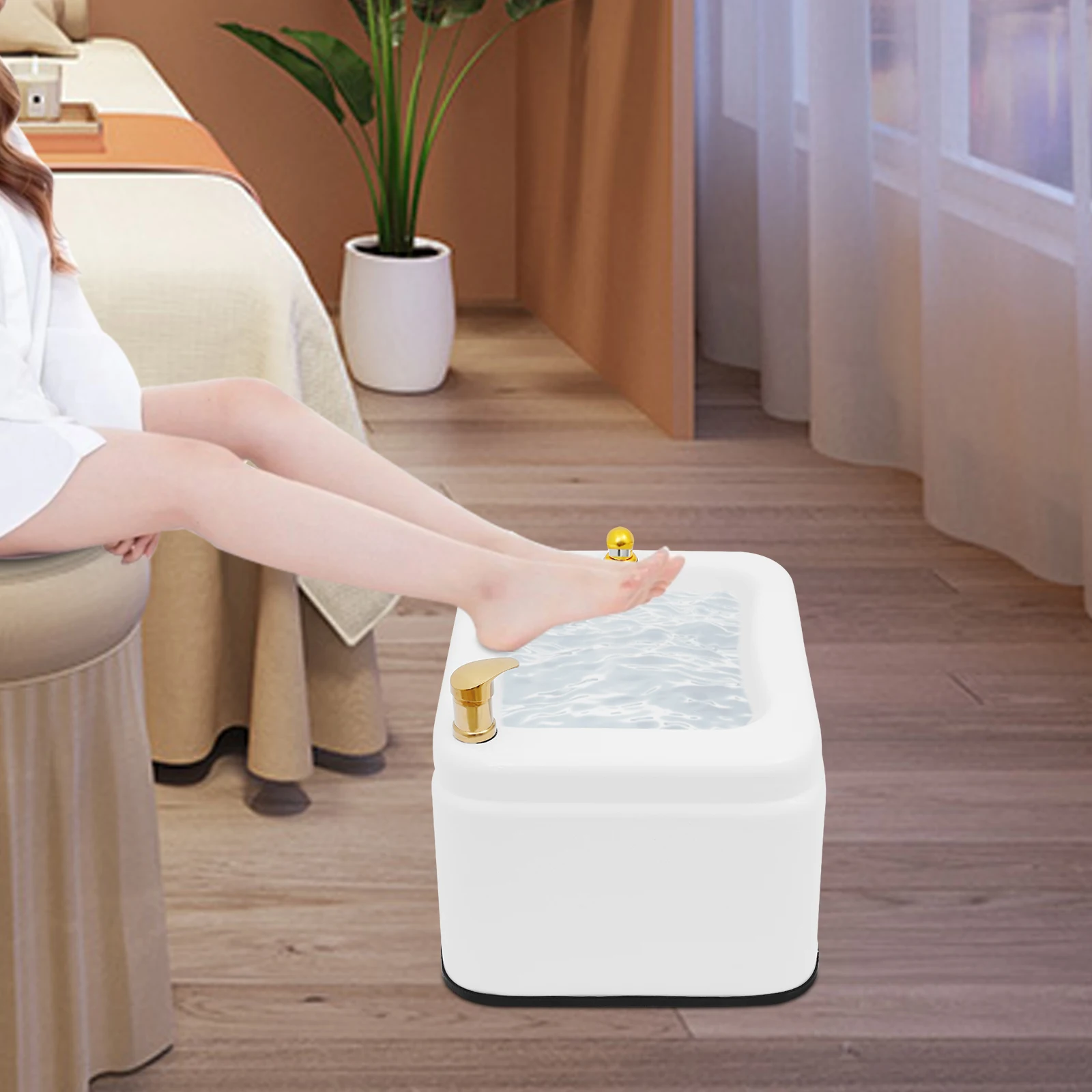 

Акриловая ванночка для ног с душевой лейкой, объем 15 л/527 унций, подключение для горячей и холодной воды, слив с ножным приводом, акупунктурные точки