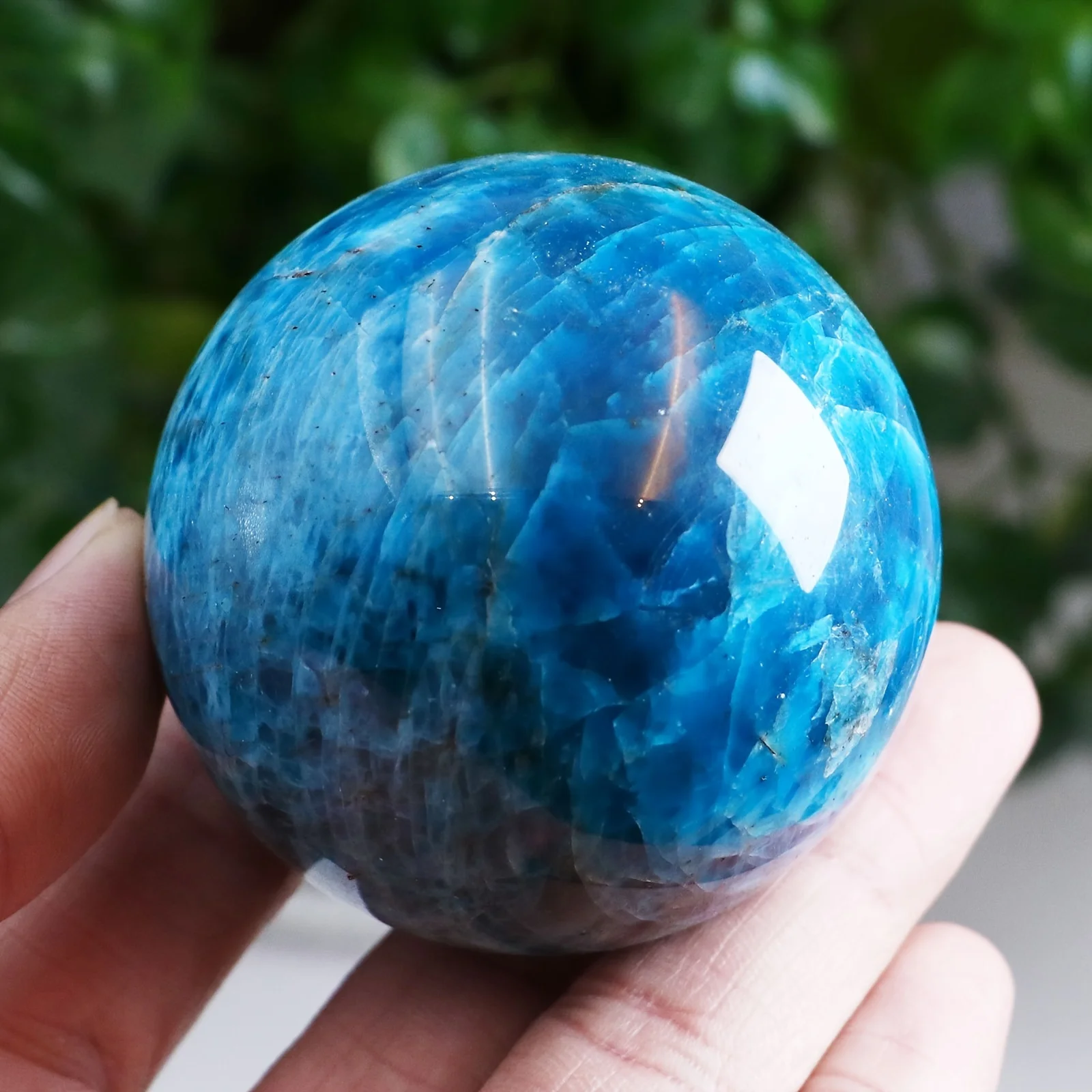 Natural Apatite Sphere Crystal Blue Phosphorus Grey Ball - Home Office Decoration