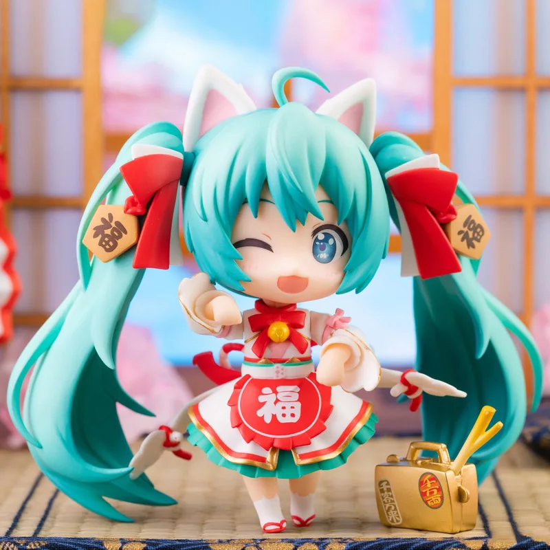 

New GSC Miku Figure Q-version Lucky Cat Series PVC 10cm Anime Toy Poseable Model Collectible Display Cute Gift Official In Stock