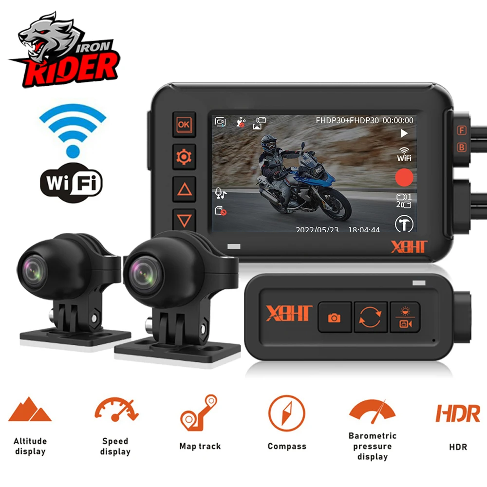 

WIFI 1080P HD Waterproof Camera DPS Motorcycle DVR Front Rear Dual Lens Driving Video Recorder Dash Cam Moto Bike FHD Recording