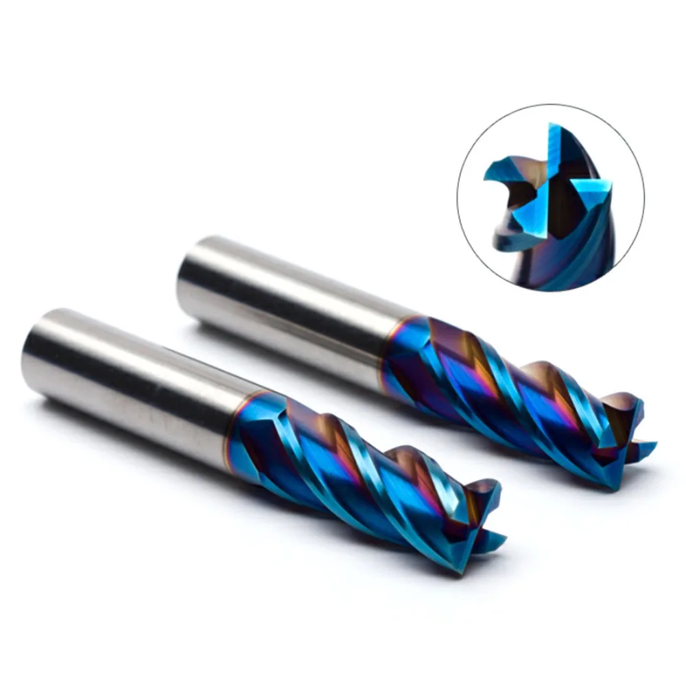 4 Flutes HRC65 10pcs End Mill CNC Cutting tools Alloy Carbide Milling EndMills Tungsten Steel Milling Cutter Square Router Bit