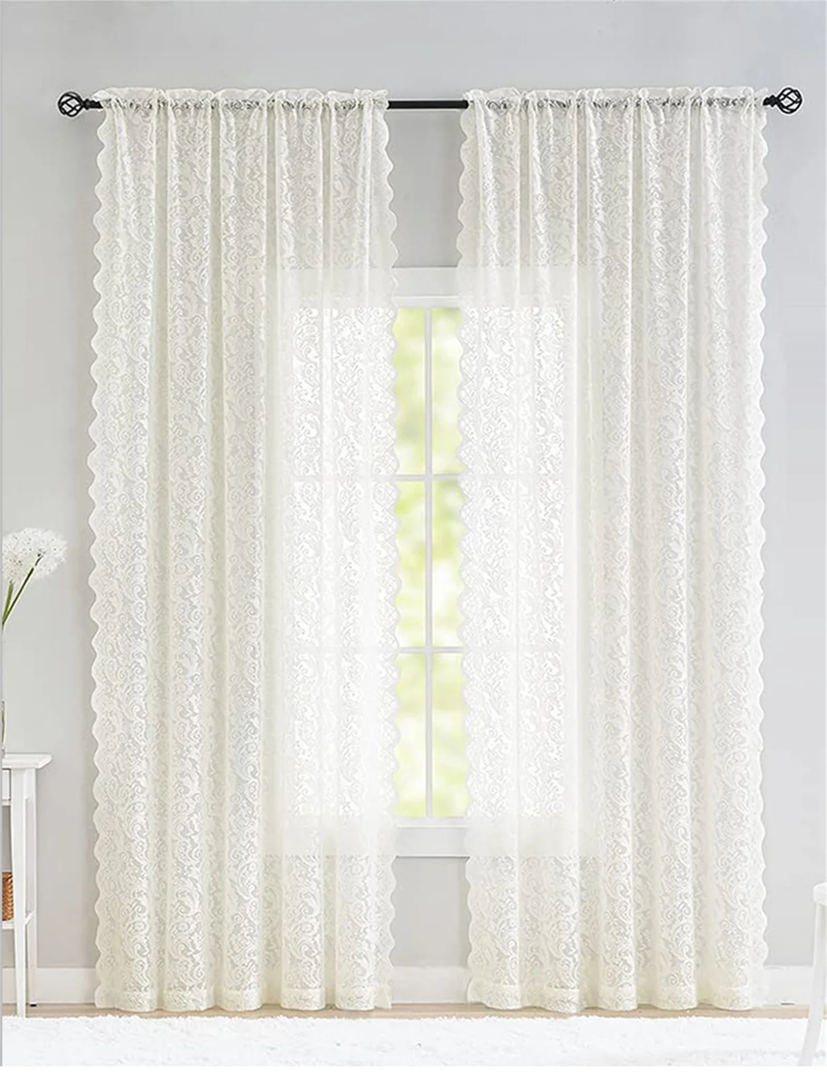 1Pc Retro Lace Curtains Living Room Bedroom Aecorations lmpermeable To People Window Screens Non Perforated Partition Curtains