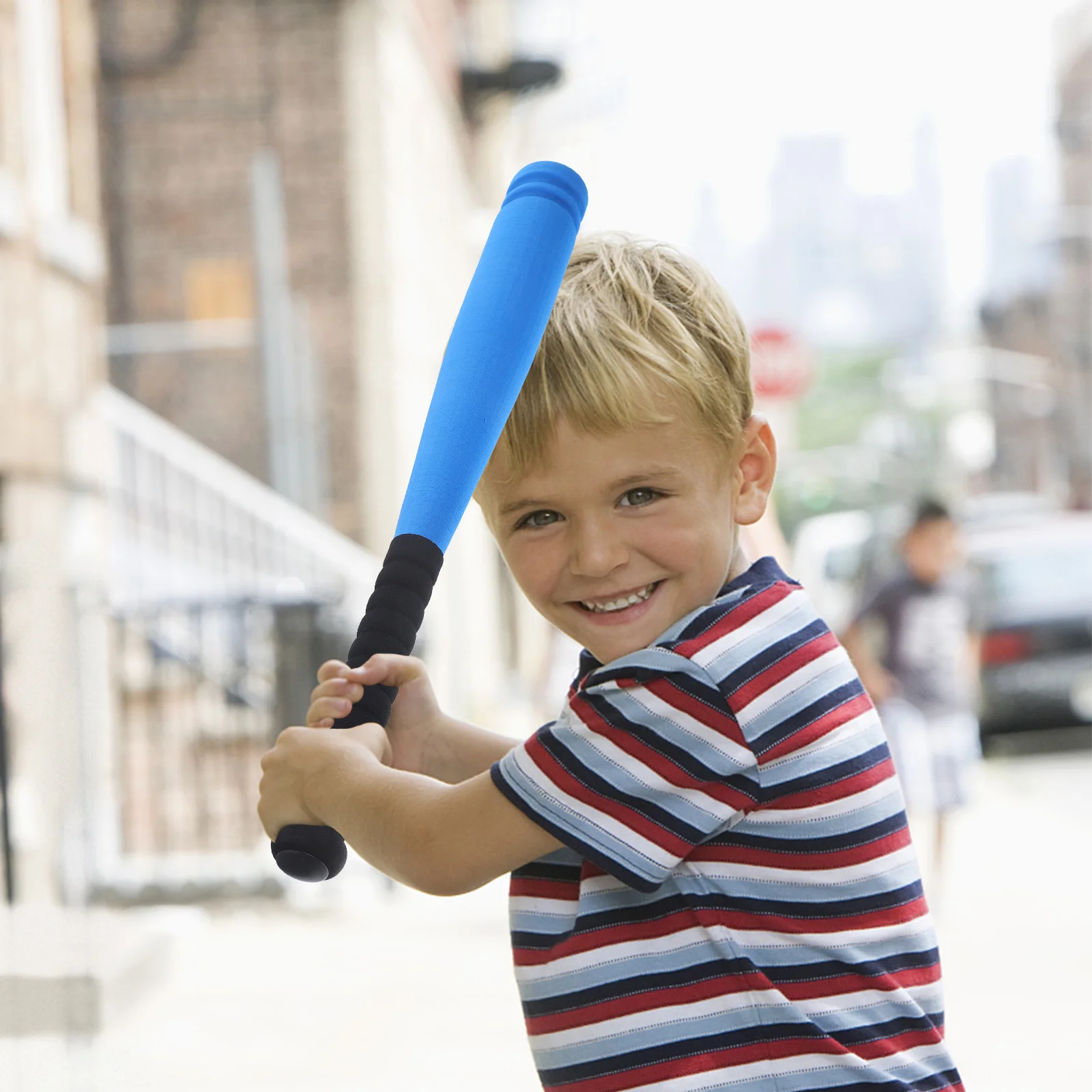 Bate de béisbol súper seguro con juego de juguetes de béisbol para niños de 3 a 5 años (azul) Juego de béisbol para niños