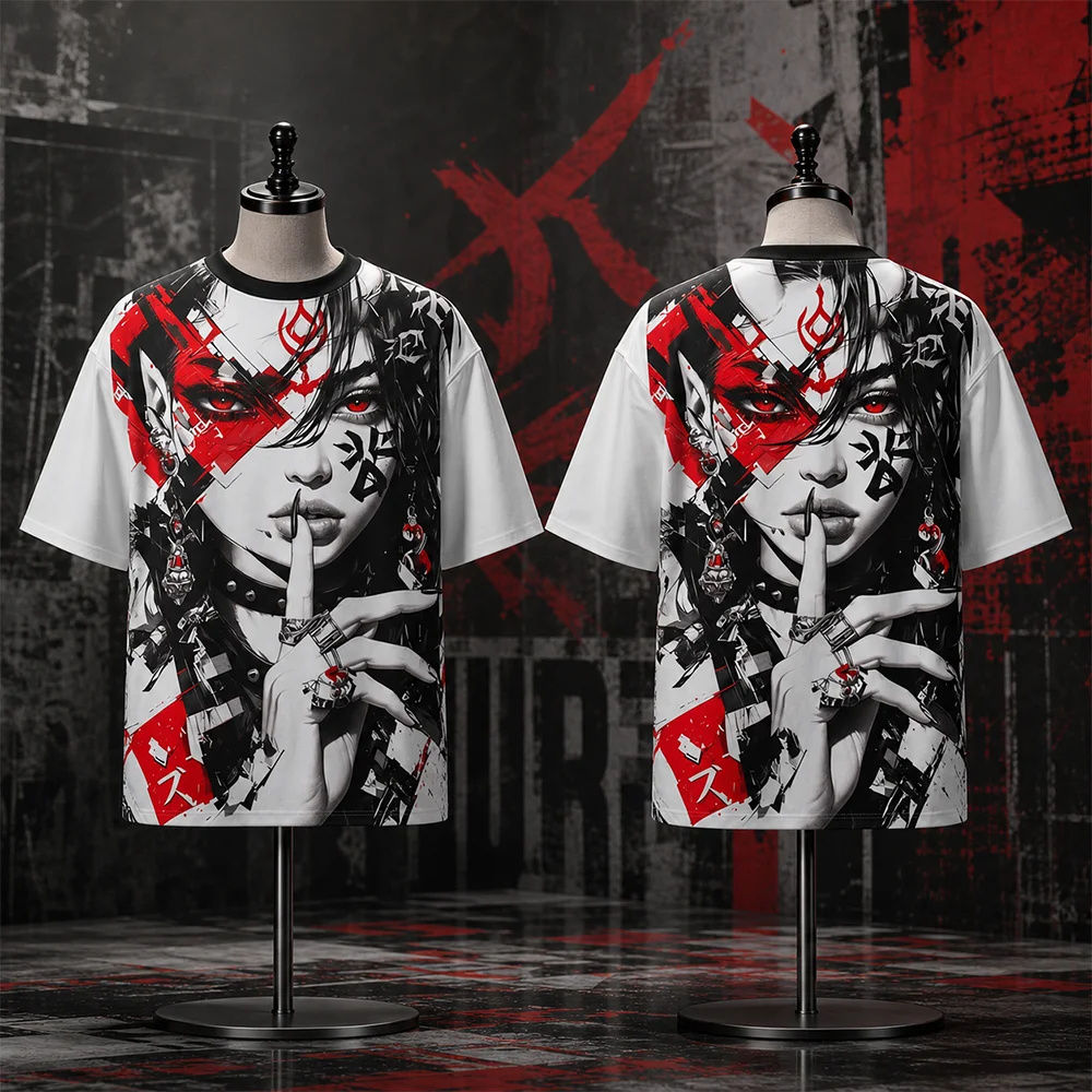 Unisex Schnelltrocknend Atmungsaktiv 3D-Druck Japanischer Anime Sport T-Shirt für Outdoor Streetwear Modische Eltern-Kind-Kleidung – Detail 2