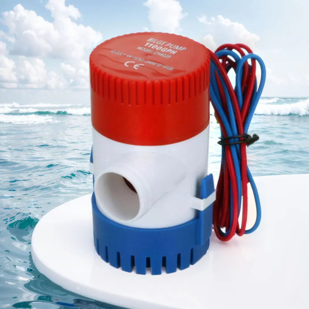 Bomba de esgoto submersível para barco marinho, bomba de esgoto elétrica de baixo ruído, 12v, 1100gph, para barcos de pesca marinhos