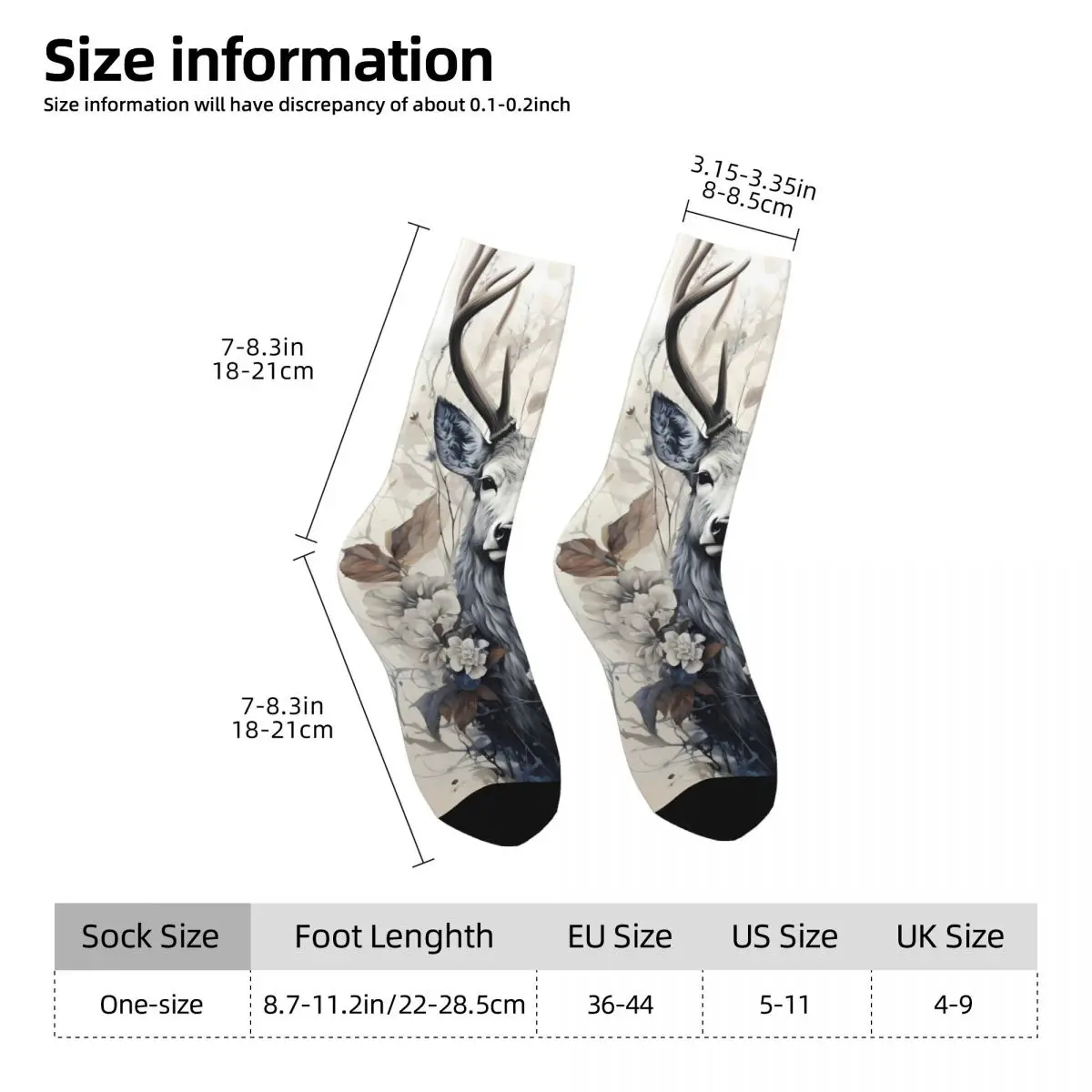 Elk Deer Sock Printed Man Polyester