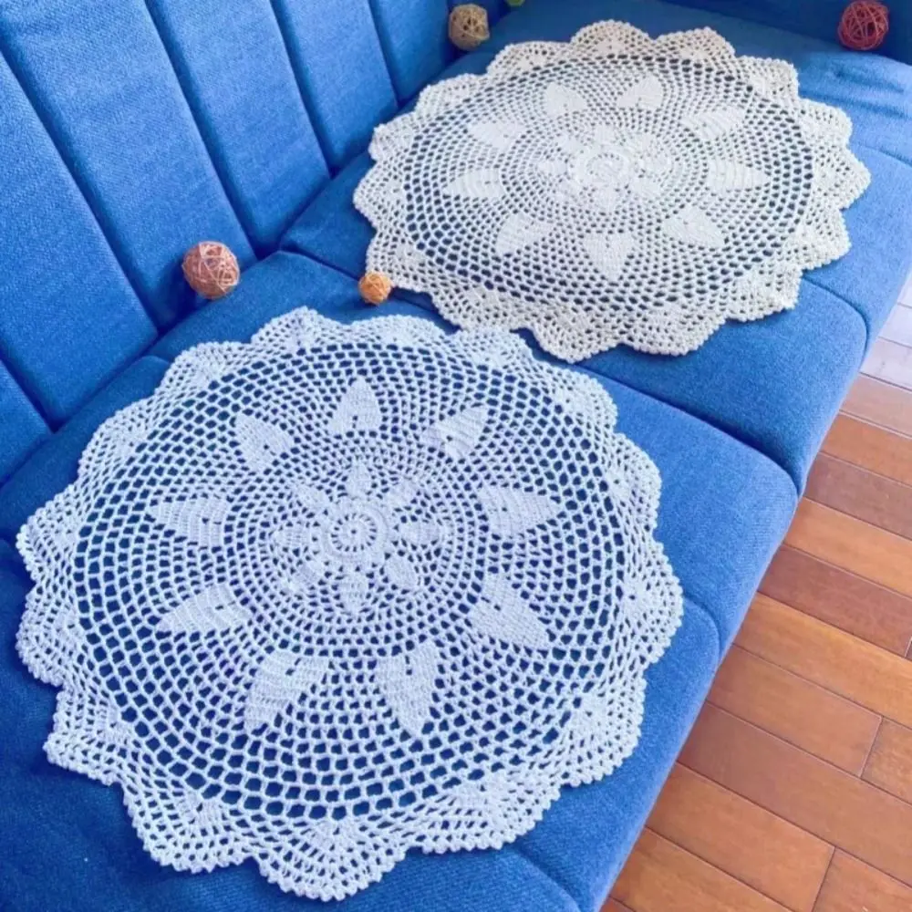 New Round Crochet Doilies Crochet Cotton 35/40CM Cotton Doilies Table Mats