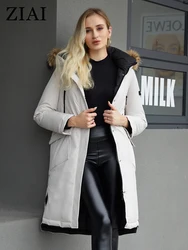 ZIAI 2022 Women's Parka Hooded Real Fur Collar Personalized Design Zipper Pockets Warm Fashion coat Winter Women Jacket ZR-20269