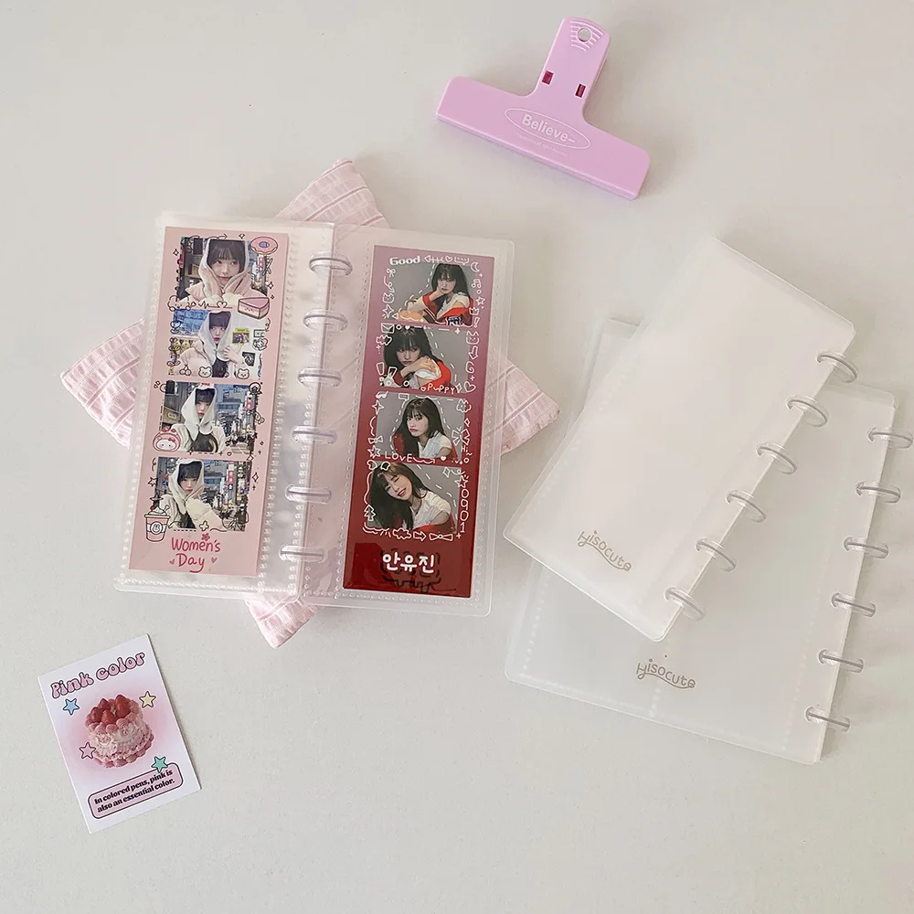 Korean Style Disc-Bound Photo Strip Album, Four-Frame Photo Booth Storage Book, Loose-Leaf Binder for Students & Fans